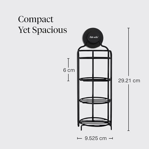 Kitsch Shower Caddy Hanging with Suction Cup | Self-Draining Shampoo Bar Holder & Shower Shelves for Conditioner Bars & Soap – Rust Proof Bathroom Caddy
