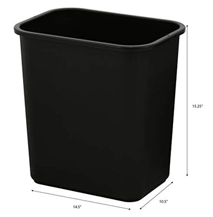 United Solutions 7 Gallon Trash Wastebasket, Black, Under Desk