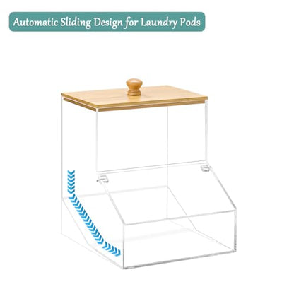 0.835GAL Large Acrylic Laundry Pods Container BY VEGEVIGI, Dishwasher Pods Holder Dispenser With Lid, Laundry Room Organization And Storage