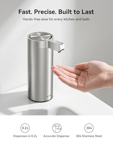 Touchless Automatic Soap Dispenser – Clog-Free Pump, 0.2s Fast Sensor, USB-C Rechargeable, Smudge-Resistant Stainless Steel, for Kitchen & Bathroom Soap Dispenser