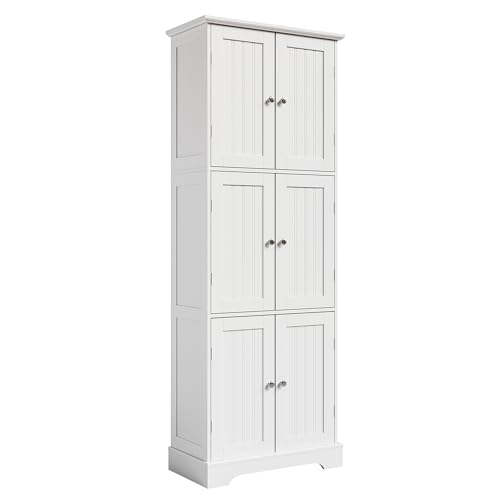 63.2" Tall Bathroom Storage Cabinet with 6 Doors (White | Engineered Wood)