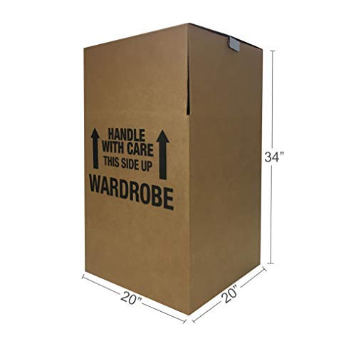 Space Saving Wardrobe Moving Boxes 20 x 20 x 34 Inches Moving Boxes, 1-Pack, Kraft/Corrugated (BOXMINIWAR01) | Kraft/Corrugated, BOXMINIWAR01