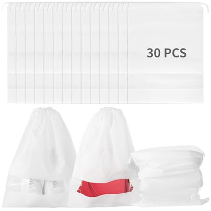 30 Pcs Dust Bags for Handbags and Purses, 21 x 16 In Purse Dust Bags for Storage with Window, Non-Woven Breathable Drawstring Handbag Dust Cover for Purses Shoes Boots Clothes Home Travel