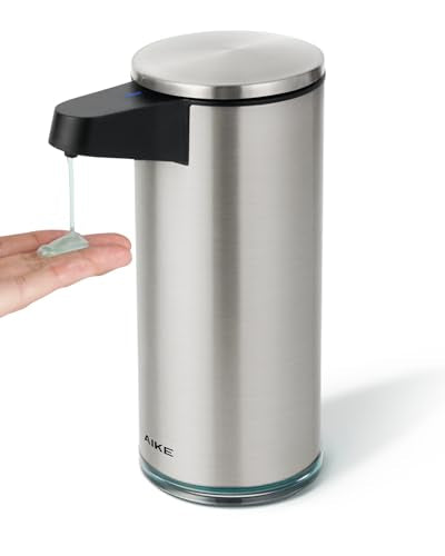 AIKE SensePro Automatic Soap Dispenser 12.8oz Spot Resist Stainless Finish | Type-C Charge with Months Long Standby Time, Adjustable 5 Levels Precise Dispense for Home Dish Soap and Hand Soap