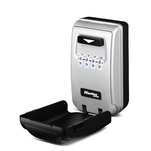 Master Lock 5425D Set Your Own Combination Wall Mount Lock Box with Light Up Dials, 6 Key Capacity, Black