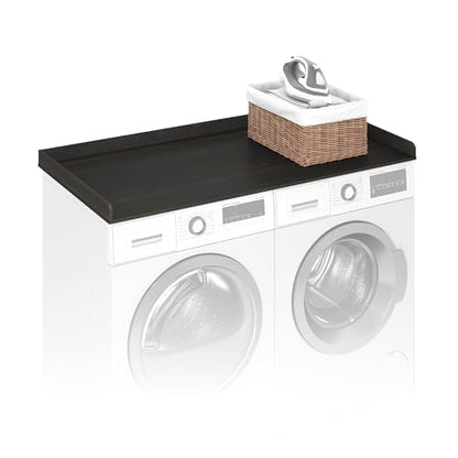 Furinno RAVEL Washer Dryer Countertop Organizer, Shelf Washing Machine Topper with Edge Rails, Anti Slip Pads, 27.5D x 54W, Single, for Laundry Room Storage Organization and Laundry Hamper, Espresso