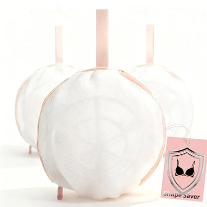 3Pcs Bra Wash Bag with Plastic Frame Support, Protective Lingerie Laundry Bags for Washer & Dryer, Anti-Tangle & Anti-Deformation Mesh Bag