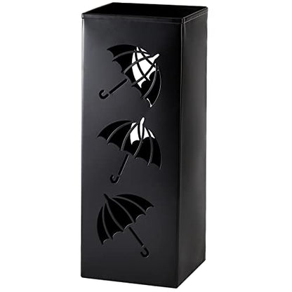 Okllen Metal Umbrella Holder, Square Umbrella Stand Rack for Entryway, 6.3" x 6.3" x 16.5", Black