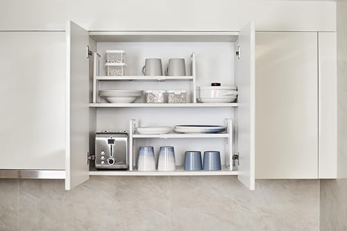 Cabinet Shelf Expandable Height Adjustable Shelf O... (White | Iron)