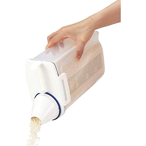 Asvel 7509 Rice Container Bin with Pour Spout Plastic Clear 2KG（White）