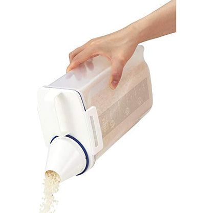 Asvel 7509 Rice Container Bin with Pour Spout Plastic Clear 2KG（White）