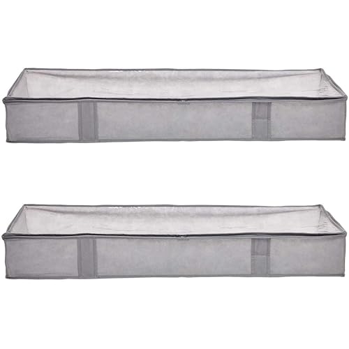 Under Bed Storage Bags for Clothes and Blankets, F... (2 Count | Gray | Vinyl)