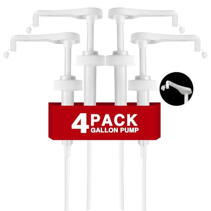 4Pcs 38-400 Leak Proof Gallon Jug Syrup Pump Dispenser | Lotion Shampoo Pump Cap Included, Fits 1 Gallon Bottle 64oz 128oz, Shampoo Laundry Detergent Containers