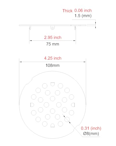 Snap-in Shower Drain Cover 4-1/4 inch Shower Strainer Grid Round (1, Brushed Nickel)