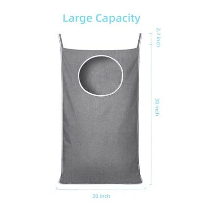 KEEPJOY Hanging Laundry Hamper Bag with 2 Different Types of Hooks, Size 20 x 30 Inch Door Laundry Hamper Storage Bag for Dirty Clothes, Blankets, and Toys (Grey, 1-Pack)