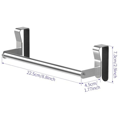 2 Pack Over Cabinet Towel Holder for Kitchen, Drawer, Brushed | Stainless Steel Over the Cabinet Dish Towel Rack, Kitchen Cabinet Door Towel Hanging Bars for Bathroom, RV