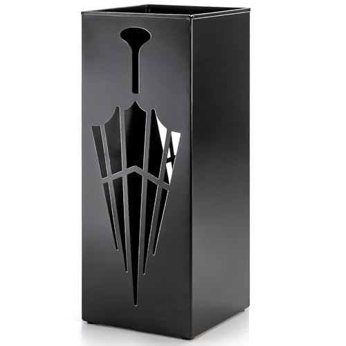 Square Metal Umbrella Stands, Umbrella Holder Rack for Entryway, Canes Walking Sticks Storage Bin Freestanding for Home Office Indoor Hotel Shop, 6.5" x 6.5" x 16.5", Black