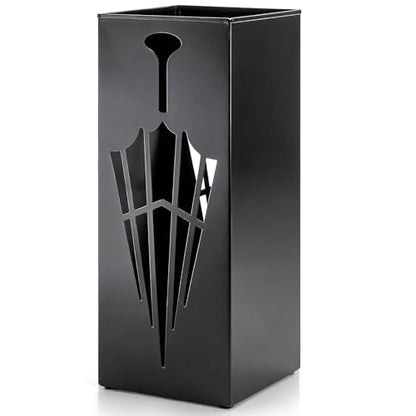 Square Metal Umbrella Stands, Umbrella Holder Rack for Entryway, Canes Walking Sticks Storage Bin Freestanding for Home Office Indoor Hotel Shop, 6.5" x 6.5" x 16.5", Black