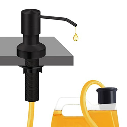 Sink Soap Dispenser for Kitchen Sink, Countertop Built in Sink Soap Dispenser with 47”Extension Tube kit, No Need to Fill The Little Bottle Again (Black)