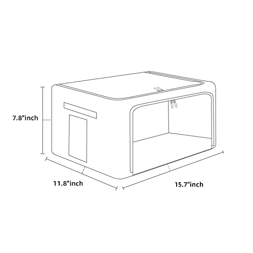 FHSQX 2 Pack Clear Window Storage Bins Foldable Fabric Storage Bins Boxes for Clothes Stackable Box Organizer Set with Carrying Handles (Beige, 22L,15.7x 11.8x 7.8 Inch)