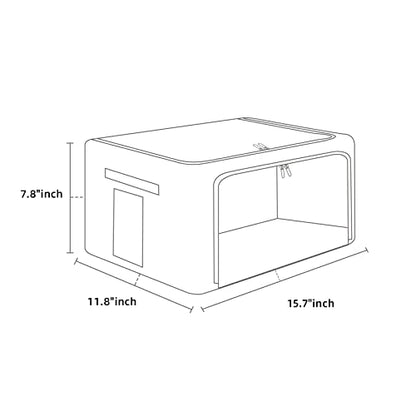 FHSQX 2 Pack Clear Window Storage Bins Foldable Fabric Storage Bins Boxes for Clothes Stackable Box Organizer Set with Carrying Handles (Beige, 22L,15.7x 11.8x 7.8 Inch)