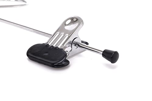 6 Quality Pants Hangers Heavy Duty Add-on Skirt/Slack Metal Hanger, Extra Wide Adjustable Clips, Multi Stackable Add on Hangers, Chrome, Jeans, Bottoms, Set of 6