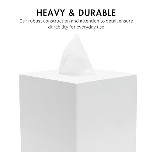 Matte White Square Tissue Box Cover