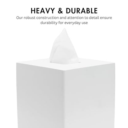 Matte White Square Tissue Box Cover