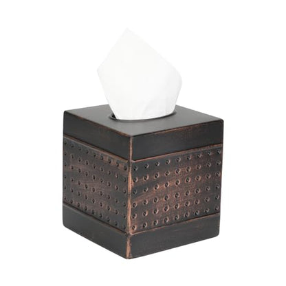 MOCHTERO Decorative Tissue Box Cover,Hand Hammered Design, Square Metal Tissue Holder,for Bathrooms, Bedroom, Dinner Table, Office.Antique Bronze Color