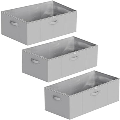 SpaceAid 3 Pack 10" High Under Bed Storage Containers, Large Underbed Storage Organizer Bins with Lids for Bedroom, Dorm, Clothes, Closet Organization, Bed Sheets and Blankets (Gray)