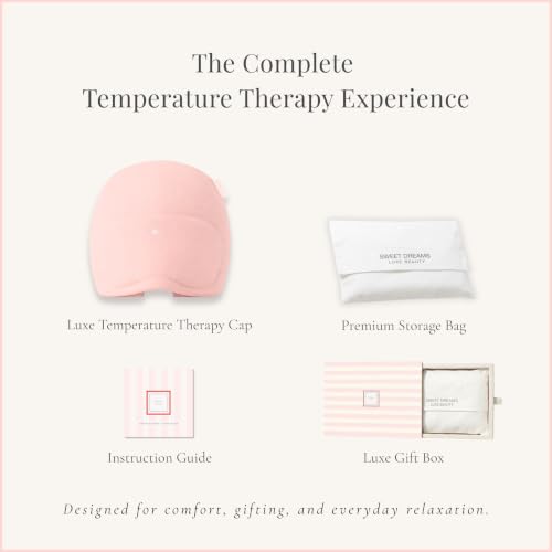 SD Luxe Cooling & Warming Migraine & Headache Gel Cap – Blush | 360° Gel‑Filled Head Wrap with Built‑in Eye Mask | Buttery-Soft, Breathable Fabric | Premium Gift Box + Storage Bag