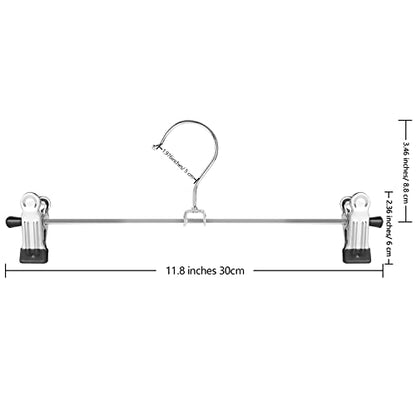 NORTHERN BROTHERS Pants Hangers 12 Pack Skirt Hangers with Clips Metal Adjustable Hanger for Pants Trousers Men Women Kids Clothes