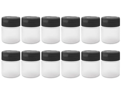 1 oz Plastic Spice Jars with Black Flip & Sift Caps – 12 Pack Empty Spice Bottles for Herbs, Seasonings, Powders, Camping, Travel, Kitchen, Restaurant Use – BPA-Free, Recyclable, Made in USA