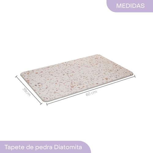 LYOR Stone Bath Mat Diatomaceous Earth – Quick Dry Bathroom Shower Mat, Super Absorbent Non Slip Diatomite Bath Mat, Water Absorbing Stone Mat for Bathroom Floor, Kitchen – (Granite Finish, 23.6x15.4)