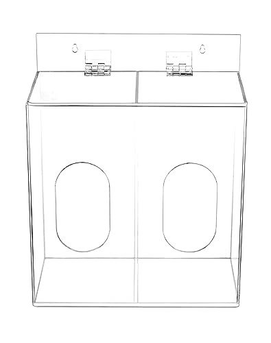 QWORK Clear Acrylic Mask and Glove Organizer – Dual Compartment Dispenser for Office & Home Use