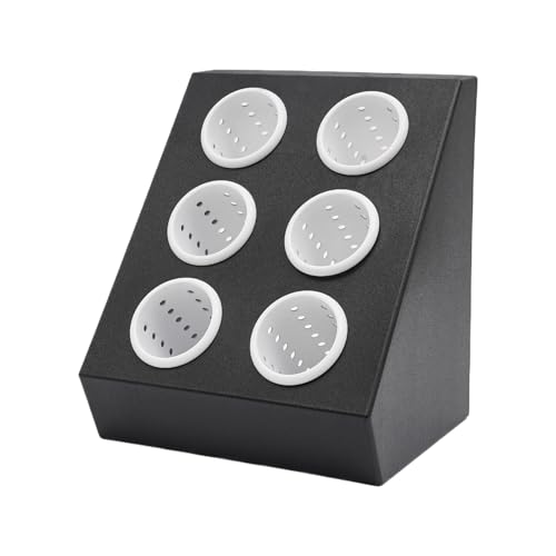 6-Compartment Plastic Utensil Holder，Flatware Cyli... (Black, White)