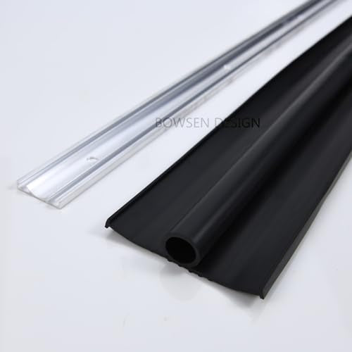 Heavy-Duty U+O Ring Universal Garage Door Bottom Seals Weatherstrip Rubber with Aluminum Track Retainer Kit (16 FT, 1-1/4" Width)
