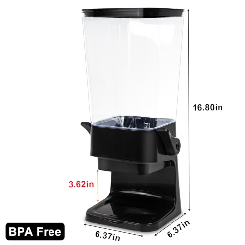 5.5 Qt Cereal Dispenser Countertop with lids, Organization and Storage Containers for Kitchen and pantry, Rice Dispenser for food, Cereal, Beans, Nuts, Snack,Oatmeal, Dog Food, Bird Seed, Black, 1Pc