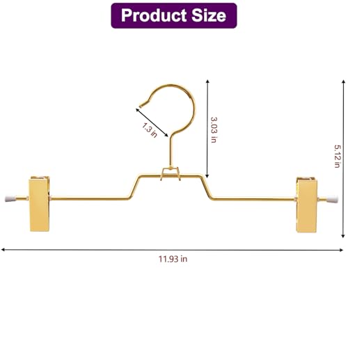 30Pack Heavy Duty Metal Pants Hangers,Pants Hangers with 2 Adjustable Clips | Gold Skirt Hangers with 360° Swivel Cost Hook, Space-Saving Shorts Hangers for Pants, Jeans, Slacks, Short Skirt