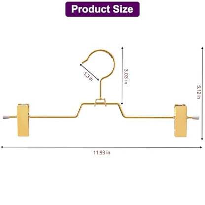 30Pack Heavy Duty Metal Pants Hangers,Pants Hangers with 2 Adjustable Clips | Gold Skirt Hangers with 360° Swivel Cost Hook, Space-Saving Shorts Hangers for Pants, Jeans, Slacks, Short Skirt