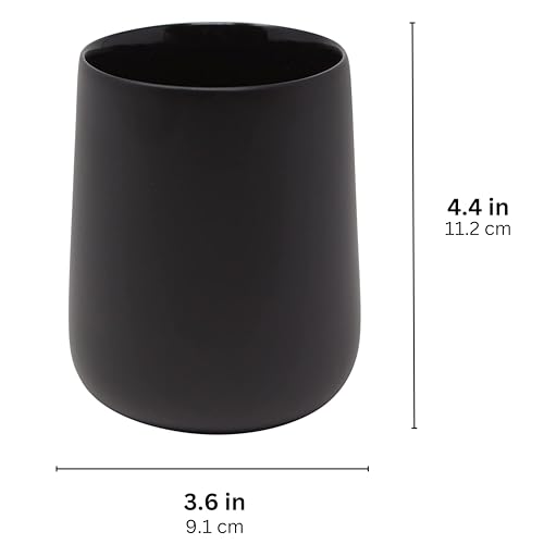 Yew Design Matte Black Bathroom Toothbrush Holder Cup - Round