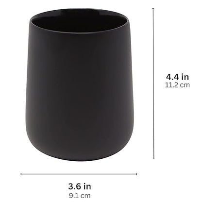 Yew Design Matte Black Bathroom Toothbrush Holder Cup - Round
