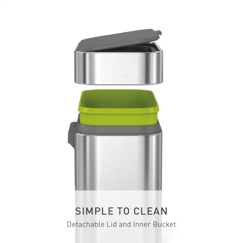 simplehuman Compost Caddy, Detachable and Countertop Bin, 4 Liter / 1.06 Gallon, Brushed Stainless Steel