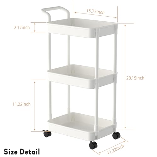 Baby Diaper Caddy, Plastic Movable Cart for Newborn Nursery Essentials Diaper Storage Organizer for Changing Table & Crib, Easy to Assemble, Baby Registry, Off-White
