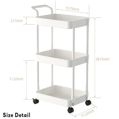Baby Diaper Caddy, Plastic Movable Cart for Newborn Nursery Essentials Diaper Storage Organizer for Changing Table & Crib, Easy to Assemble, Baby Registry, Off-White