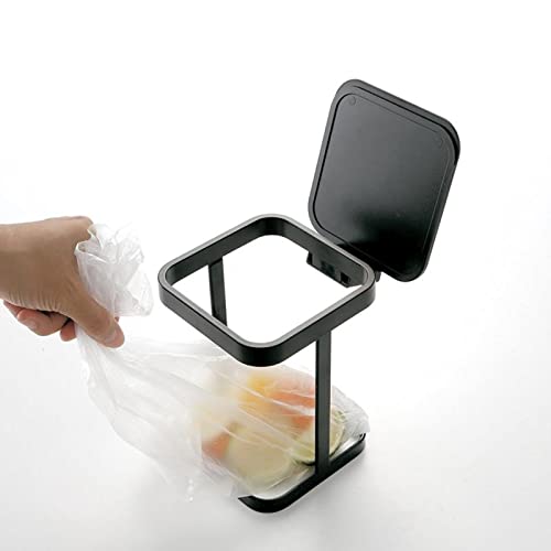 Metal Countertop Trash Can Garbage Bag Holder for Home Kitchen (Black) …