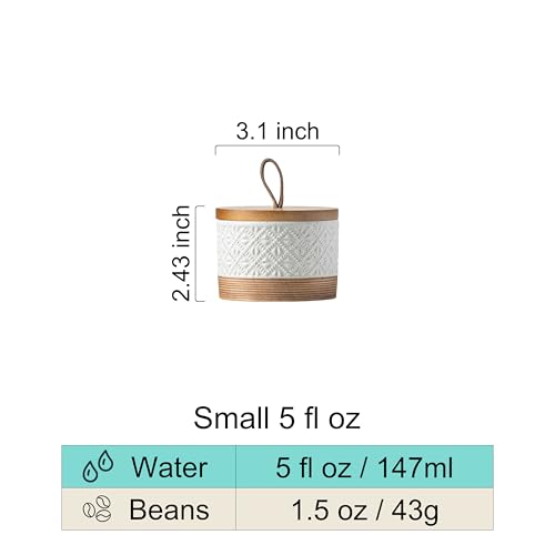 Small Ceramic Jar with Lid, Coffee Container Kitchen Food Storage Jars for Spice Sugar Candy Matcha, Mini Kitchen Spice Jars for Counter, Home, Pantry - White & 5 fl.oz