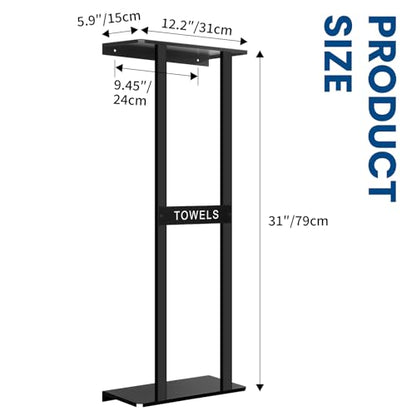 Bathroom Towel Storage Rack, Wall Mounted Bathroom Towel Rack | 30 inch Heavy Duty 6 Large Towels, Wall Mounted Towel Rack for Rolled Towels, Black