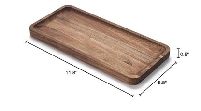 Bathroom Vanity Tray, Acacia Wood Counter Tray, Toilet Tank Tray, Appetizer Charcuterie Snack Serving Board, 11.8 x 5.5 x 0.8 inch
