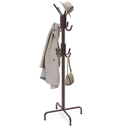 Simple Houseware Standing Coat/Hat Hanger Organizer Rack, 12 Hooks, Bronze | For Entryway, Bedroom, and Hallway